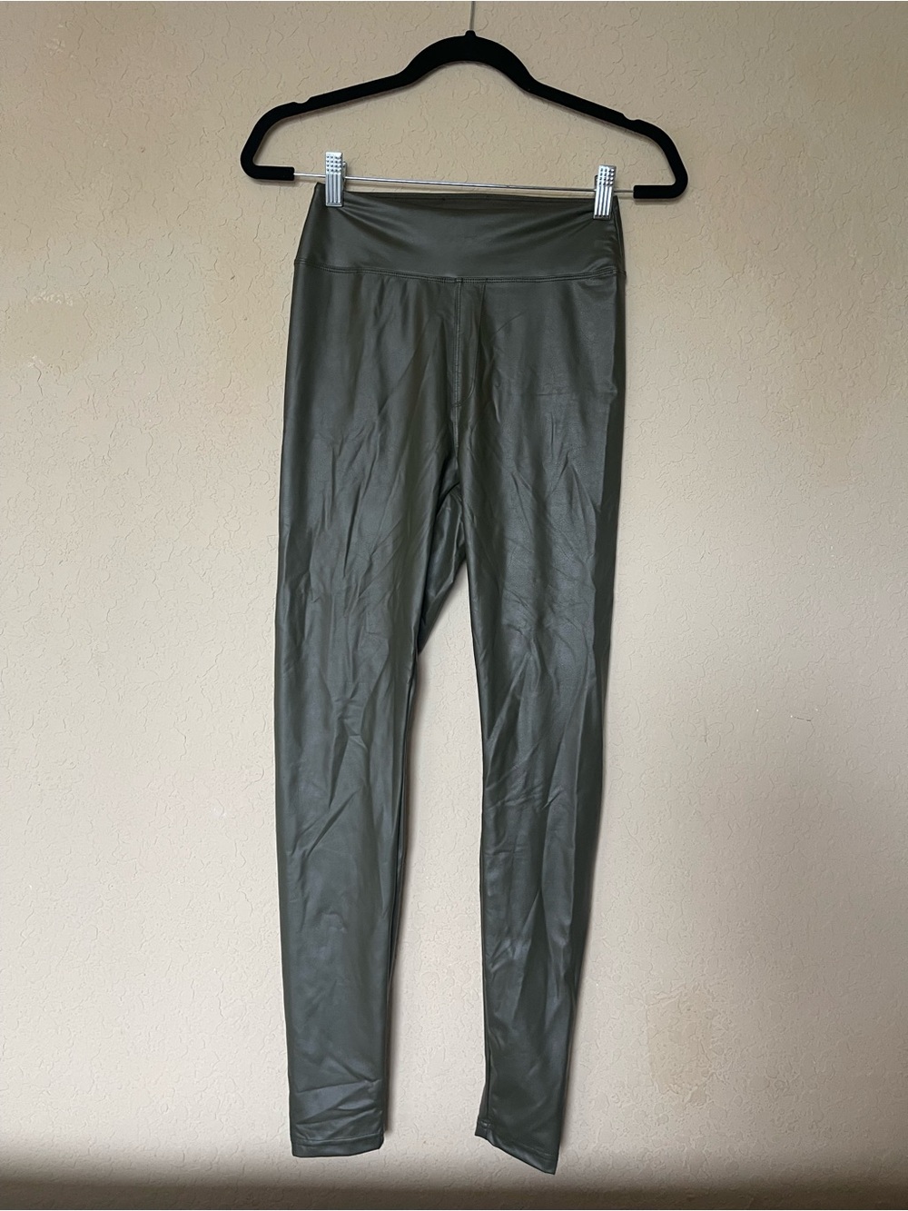 High-Rise Olive Faux Leather Leggings